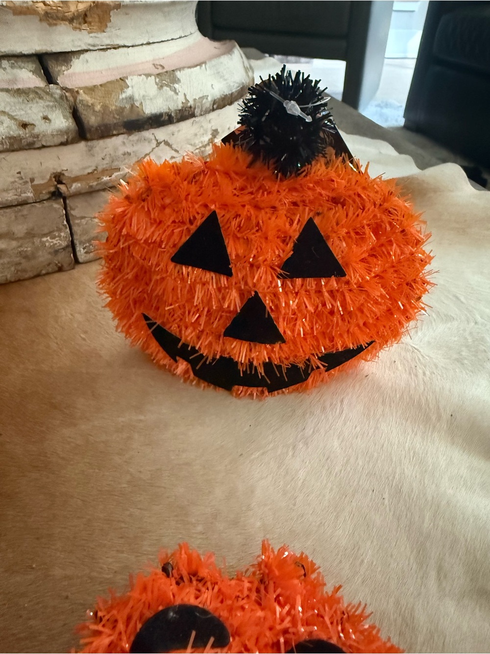 Brand NWT Bundle of 3 Tinsel Pumpkin Jack-O'-Lantern Decor - Orange & BlackGreen - Picture 5 of 9